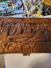 Vintage Chinese Hand-carved Wooden Chest With Brass Latch