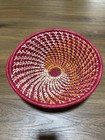 New Beautiful Fuchsia yellow tan Solid Wicker Wall Decor Basket Boho Bowl 12 5   