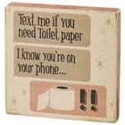 Text Me Box Sign Set Of 3 - Funny Bathroom Decor  6  X 6  X 1  New