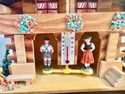 Vtg German Wood Weather House Station Thermometer Chalet Deer Flowers
