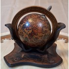 Vintage Miniature Desk Globe Leather Saddle Holder Wood Base Antique Style 5in