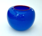 Vintage Studio Art Glass Cobalt Blue Vase By Hellebore 