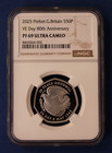 2025 Silver Piedfort Proof 50p  ve Day Anniversary  Ngc Graded Pf69 With Coa