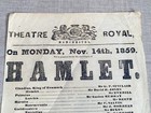 Antique 1859 Theatre Royal Manchester Playbilll Broadside Hamlet Shakespeare