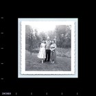 Old Vintage Square Photo Affectionate Trio Man Women In Yard Snapshot Picture