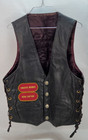 Leather Biker Vest Buffalo Snaps Black Eagle Mc Patched Harley Davidson Used
