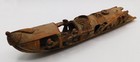 Antique Chinese Hand Carved Wood Bamboo River Boat Junk Figurine Brush Holder