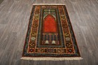 Vintage 3x6 Red Turkish Konya Wool Hand Knotted Area Rug 1074