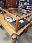 Antique Store Counter Display Case Glass Wood Felt Lined Sliding Glass Doors