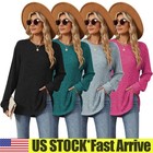 Women Baggy Tunic Tops Ribbed T Shirt Long Sleeve Ladies Casual Blouse Pullover
