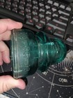 Aqua Blue Glass Insulator Ribbed Dome Style