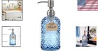 Glass Soap Dispenser For Bathroom   Kitchen - 304 Stainless Steel Pump  Blue