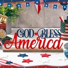 Patriotic God Bless America Metal Sign Rustic Table Decor Holiday Tiered Tray 