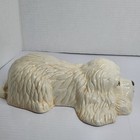 Vintage Ceramic Spaniel Dog Figurine Hand Painted White 9in Mid Century