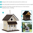 9 25 In Wooden Cozy Home Birdhouse With Solar Led Light - Cream By Sunnydaze