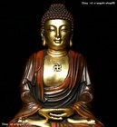 11 Old Tibet Buddhism Pure Bronze Gilt 24k Gold Sakyamuni Amitabha Buddha Statue