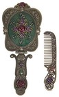  Antique Mirror Comb Set Vintage Metal Handheld Makeup Mirror With A Comb 
