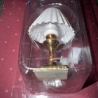 Miniature House 12v Dollhouse Table Lamp With Shade Electric White Gold Nos
