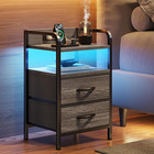 Nightstands Set Of 2  Night Stand With Led Lights  Charging Station And Usb-c Po