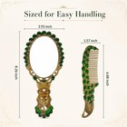 Vintage Hand Mirror Comb Set - Antique Vanity Handheld Makeup Mirror Bronze     