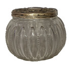 Antique Vtg Art Nouveau Sterling Silver   Cut Glass Vanity Dresser Powder Jar 3 