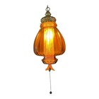 Vintage 1960 s Amber Glass Swag Hanging Chain Swag Lamp Brass Mid Century