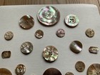 Antique Vtg Collectors Card  33 Carved Plain Highly Iridescent Mop Shell Buttons