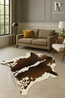 100  Tricolor Calf Hide Rugs Area Cow Skin Hairon Leather Carpet Size 36 X 28 In