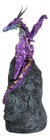 Metallic Purple Midnight Dragon On Led Light Faux Geode Crystal Rock Figurine