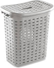 Plastic Wicker Style Weave Laundry Hamper  Portable Slim Clothes Storage Basket 