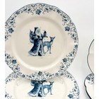 Christmas Holiday Dinner Tableware Set Santa Tree Blue White Porcelain