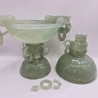 Vintage Chinese Jade Carved Foo Dog Incense Burner 8  X 7 5  Read For Faults