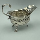 Georgian Sterling Silver Repousse Bachelor Sauce Boat  London C1753