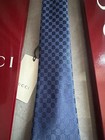 Gucci Tie Mens 100  Silk Blue Gg Interlocking Pattern Logo Full Packaging