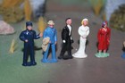 Excellent Vintage Lot Of 7  Barclay Lead Toy Train Figures Circa 1940