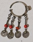 Single Rare Antique Moroccan Dewwah Berber Silver  Glass coral Wedding Earring