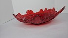 15  Red Ruffled Glass Bird Bath