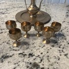 Vintage Brass Turkish Coffee Set  1 Tray  6 Cups And 1 Dallah Pot With Handle