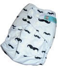 7p Nwot Alva Baby Mustache Pocket Snap Cloth Diaper With 2 Inserts Pads One Size