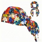 Womens Breathable Bouffant Scrub Cap With Sweatband Buttons   Ponytail
