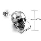 Vintage Inspired Spooky Gothic Silver Skull Stud Earrings For Everyday Halloween