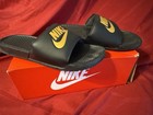 Nike Benassi Jdi Slides Black gold Men   s Size 13 Sandals 343880-016 W  Box