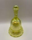 Vintage Rare Uranium Vaseline Glass     Boyd Christmas Santa Bell Htf Euc Glows