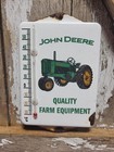 Vintage John Deere Porcelain Sign Old Thermometer Farm Tractor Farming Equipment