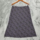 Vintage Fashion Bug Skirt Womens L Black Purple Geometric A-line Midi Casual