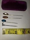 Lot Of Antique Hat Pins Purple Sterling Cane More With Velvet Box