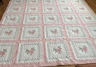 Vintage Hand Pieced Quilt Embroidered Large 100    X 100    Great Condition