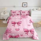 Pink Bow Kids Comforter Set Full Size Bowknot Bedding Set Butterfly Bowknot