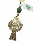 Made In Ireland Single Decade Pocket Rosary Green Shamrock Beads Celtic Cross