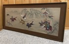 Vtg Antique 49  Japanese Cavalry Hunting Tigers Hand Painted Silk Art Painting